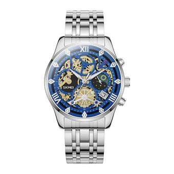 SKMEI 7039 Hollow Dial Design Business Fashion Men Quartz Watch Stopwatch Calendar Wrist Watch
