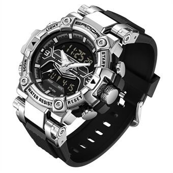 SANDA 3186 Fashionable Cool Luminous Display Watch Multifunction 50m Waterproof Electronic Watch