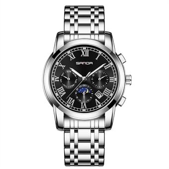 SANDA 7006 Fashion Wrist Watch Mechanical Analog Watch with Stainless Steel Strap