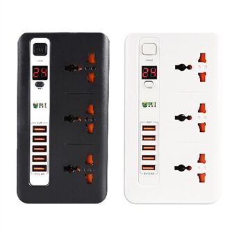 BEST BST-04 Power Strip 3 AC Outlets Time Setting with 5 USB Charging Ports Surge Protector (EU Plug) - Random Color