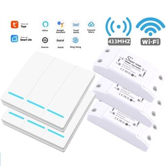 SMATRUL WHK-S2 WiFi Relay 3-Gang Wireless Switch 433Mhz Light DIY Timer Wall Module for Google Home Alexa - White