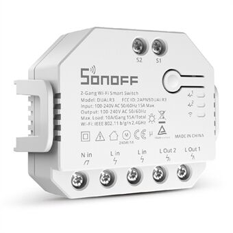 SONOFF DUALR3 2 Gang WiFi Smart Light Switch 2 Way DIY Breaker Module Remote Control with Power Meter
