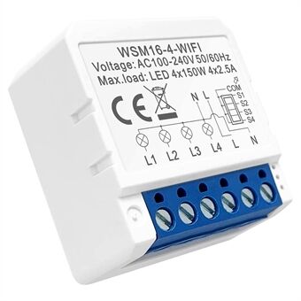 AVTTO WSM16 4-Gang Smart WiFi Switch APP Voice Control Dual Way Controller DIY Light Switch Module