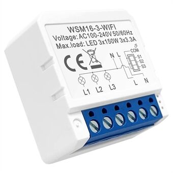 AVTTO WSM16 3-Gang Smart WiFi Switch APP Voice Control Mini DIY Light Switch Module