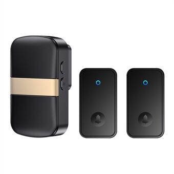 CACAZI FA96 Wireless Doorbell 60 Chime 5 Levels Adjustable Self-powered Alarm System, 2 Transmitters+1 Receiver