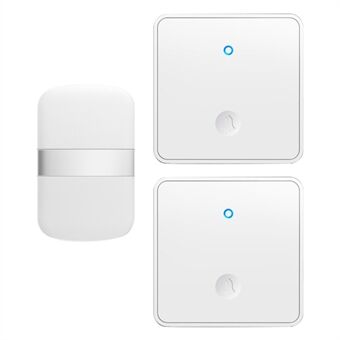 CACAZI FA96 5 Levels Adjustable Wireless Doorbell 60 Chime Self-powered Alarm System (Type 86 Big Button), 2 Transmitters+1 Receiver