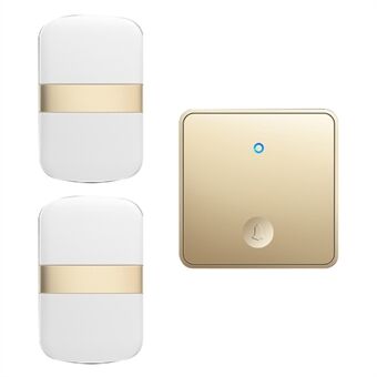 CACAZI FA96 Smart Home Alarm System 60 Chime Self-powered Wireless Doorbell (Type 86 Big Button), 1 Transmitter+2 Receivers