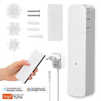 Tuya WiFi M515EGWT Smart Curtain Motor Mobile APP Control Remote Control Voice Control Electric Curtain Track Pull Bead Curtain Opener Compatible with Alexa Google Home - EU Plug