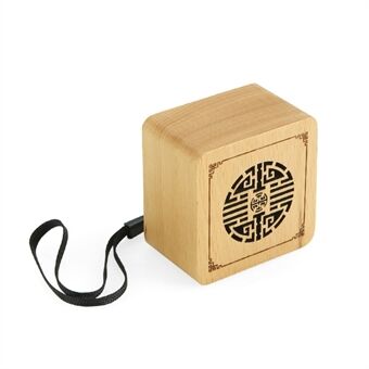 A2 Wooden Square Portable Rechargeable Bluetooth 5.0 Speaker Wireless Music Subwoofer with Lanyard