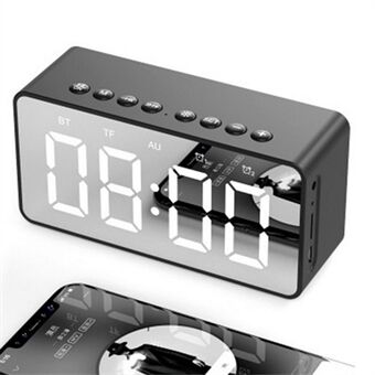 LED Plug In Card Double Bass Bluetooth Speaker Mirror Mini Alarm Clock BT506