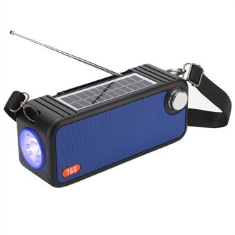 T&G TG637 Solar Rechargeable Bluetooth Speaker Outdoor FM Radio TF Card Stereo Subwoofer with LED Flashlight