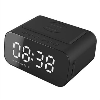 BT510 Rechargeable Bluetooth Speaker Music Loudspeaker LED Digital Alarm Clock Phone Wireless Charger