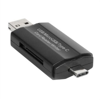 DM-HC45 3-in-1 USB/Micro USB/Type-C TF Memory Card Reader Data Transfer Adapter OTG Hub for Phone Tablet Computer