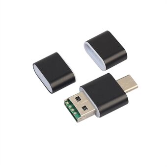 Mini 2-in-1 USB 2.0 + USB Type-C TF/SD Card Reader Support OTG - Black