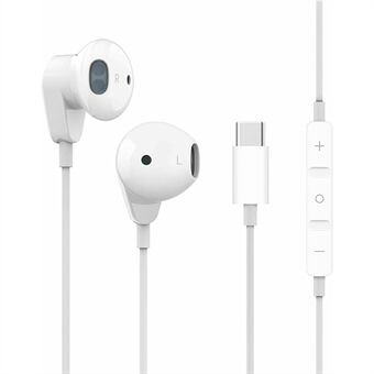 Wired Earphones Type-C Plug HIFI Stereo Half In-ear Headphones for Xiaomi Huawei, etc.