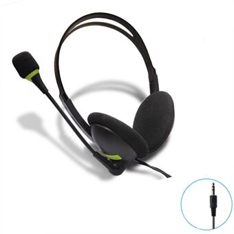 3.5mm Wired Headset Portable Over-Ear Headphones with Rotating Microphone