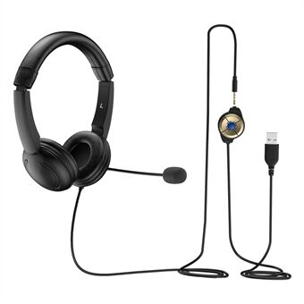 OY359 3.5mm / USB Jack 2-in-1 Computer Headset Noise Canceling PC Headphone with Remote Control