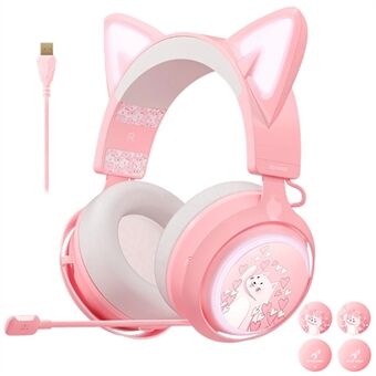 SOMIC GS510 Cute Cat Ear Design USB7.1 Wired Over-Ear E-sports Headphone RGB LED Light Music Gaming Headset