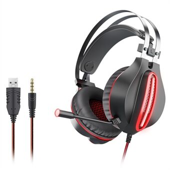 OVLENG GT62 USB+3.5mm Wired Over-Ear E-sports Headphone Cool LED Lighting Gaming Headset with Rotatable Microphone