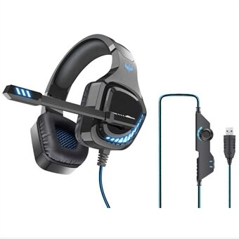 OVLENG Q11 USB 7.1 Srounding Sound Headphone Over-Ear E-Sports Volume Adjustment Wired Headset Cool Light PC Gaming Earphone with Microphone
