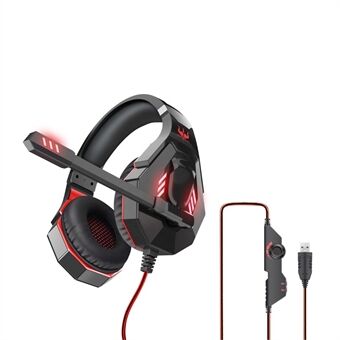 OVLENG Q10 Gaming E-Sports Headphone USB 7.1 Srounding Sound Over-Ear Volume Adjustment Wired Headset Cool LED Light Earphone with Microphone