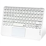 10 inch Portable Wireless Bluetooth Keyboard with 7 Backlit/Touchpad for Android/iOS/Windows Round Keycap Slim Cordless Keyboard