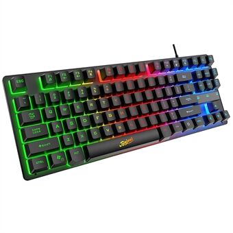KB-10 Wired Mechanical Keyboard 87 Keys Gaming Keyboard with Colorful Backlit for Laptop USB Cable Portable Keyboard