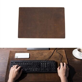 CONTACTS FAMILY 60x40cm Crazy Horse Texture Genuine Leather Anti-slip Desktop Laptop Gaming Mouse Mat Keyboard Pad - Coffee