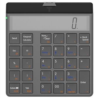 SUNREED KC9001S Bluetooth Numeric Keypad LCD Display 29-Keys Desktop Business Calculator for Laptop Computer