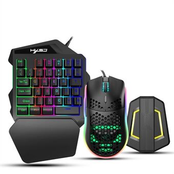 HXSJ P6 Keyboard Mouse Converter + J900 Honeycomb Programmable Gaming Mouse + V100 One Hand Gaming Keyboard