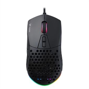 RAPOO V360 USB Wired Gaming Mouse Ergonomic Computer Programmable Mice with RGB Lights for Laptops PC