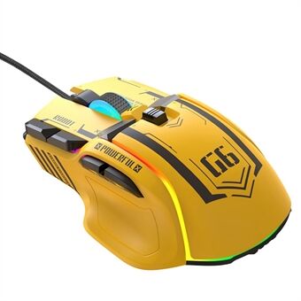 HXSJ G6 12800DPI 10 Buttons USB Wired Computer Laptop Mice Macro Programming Gaming Mouse with RGB Light