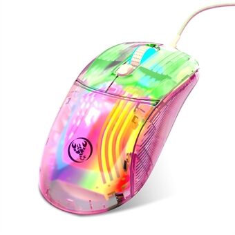 HXSJ X400 12800DPI 6-Keys Macro Programming Wired Mouse Transparent RGB Gaming Mouse