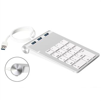 ROCKETEK USB-KB-HUB3 Wired USB Numeric Keypad 18 Keys PC Laptop External Mini Numpad with 3 USB 3.0 Ports