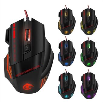 HXSJ A907 5500 DPI Adjustable 7 Buttons USB Wired Gaming Mouse Colorful Light Computer Mice