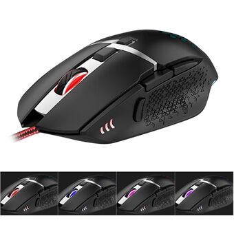 GM82 8-Key Optical Wired Mouse 1000/1200/2400/4800 DPI USB Gaming Mouse with 7 Color Lights
