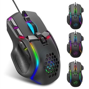 HXSJ S700 12800 DPI 10 Buttons USB Wired Programmable Gaming Mouse 13 RGB Light Modes Computer Laptop Mice