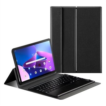 JIUYU For Lenovo Tab M10 Plus (Gen 3) 10.6 125f / 128f PU Leather Stand Keyboard Case with Detachable Bluetooth Touchpad Keyboard - Black