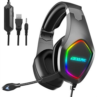 ERXUNG J20 Gaming Headset RGB Luminous Over Ear Headphone with Microphone