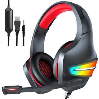 ERXUNG J6 Gaming Headset RGB Luminous Wired Control Over Ear Headphone with Microphone