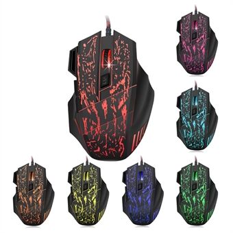 HXSJ Stream Crack Pattern Optical USB Wired Woven Nylon Line Pro Gaming Mouse