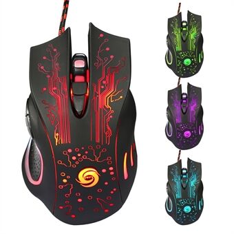 K1013 6-Key USB Wired Gaming Mouse 3200DPI with Colorful LED Light (CE/RoHS/FCC)