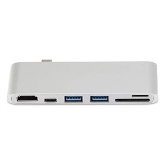 6-in-1 Type C Hub Adapter + 2*USB 3.0 + PD + SD/TF Card Reader Docking Station