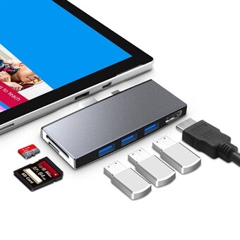 ROCKETEK SH759 USB3.0 Hub 4K HDMI USB Splitter Adapter SD/TF Card Reader for Microsoft Surface Pro 4/5/6