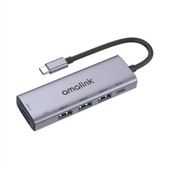 AMALINK AL-95119D 5-in-1 USB C Hub to 4xUSB Ports and 1xPD3.0 Port Adapter Fast Charging USB C Hub for Laptops Computers Mobile Phones