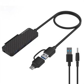 USB3.0 / Type-C to SATA Converter 22Pin Hard Disk Cable with 3-Port USB3.0 HUB Adapter PC 2.5-inch Hard Disk HDD, SSD Easy Drive Cable