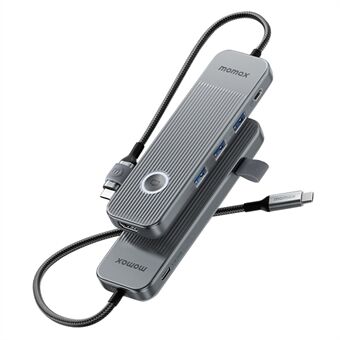 MOMAX ONELINK 6-in-1 Multi-Port USB-C Hub Adapter Desktop Type-C Docking Station Support PD 100W Charging - Dark Grey