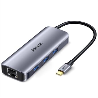 JASOZ H111 USB C Adapter with 3xUSB 3.0 Ports + HD Resolution HD Video + RJ45 Ethernet + 100W PD Charging Port for Laptop Computer