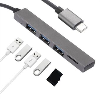 4 Ports Type-C to USB2.0 TF Card Slot Splitter Hub Adapter Support OTG for MacBook Pro/Air