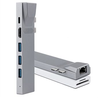 YSTC0168 8 in 1 Portable USB C Hub High-speed Data Sync Adapter Multi-function Converter USB-C to Thunderbolt 3/Gigabit/HDMI/USB 3.0
